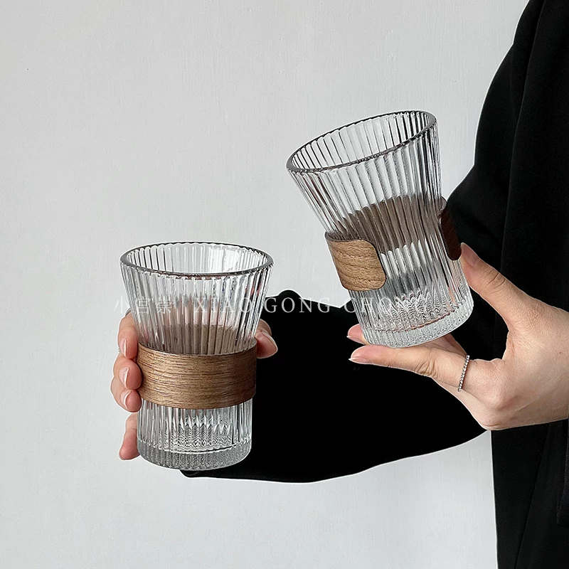 Ly thủy tinh kiểu Trung Quốc dùng trong gia đình, ly trà cách nhiệt và chống bỏng, bộ ly uống nước tiếp khách phòng khách, ly nước ép, ly cà phê