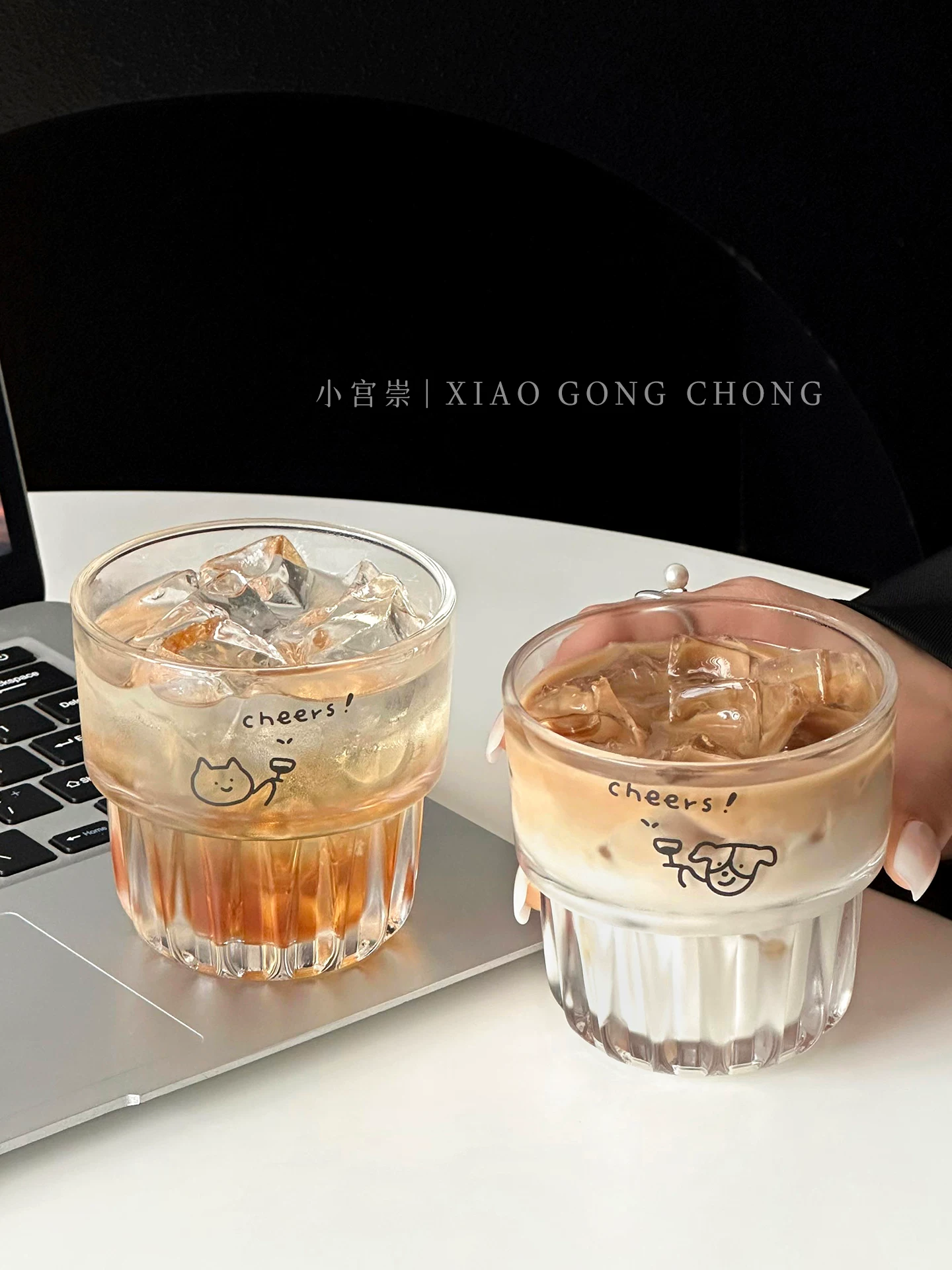 Ly thủy tinh hình mèo chó dễ thương phong cách Ins, dùng trong nhà, ly sữa, ly cà phê latte, ly ăn sáng, ly uống nước.