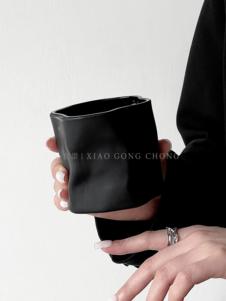 Ly thủy tinh đen mờ cao cấp, phong cách ins, cá tính độc đáo, ly nước gia dụng, ly đựng đồ uống cao cấp, ly nước ép.