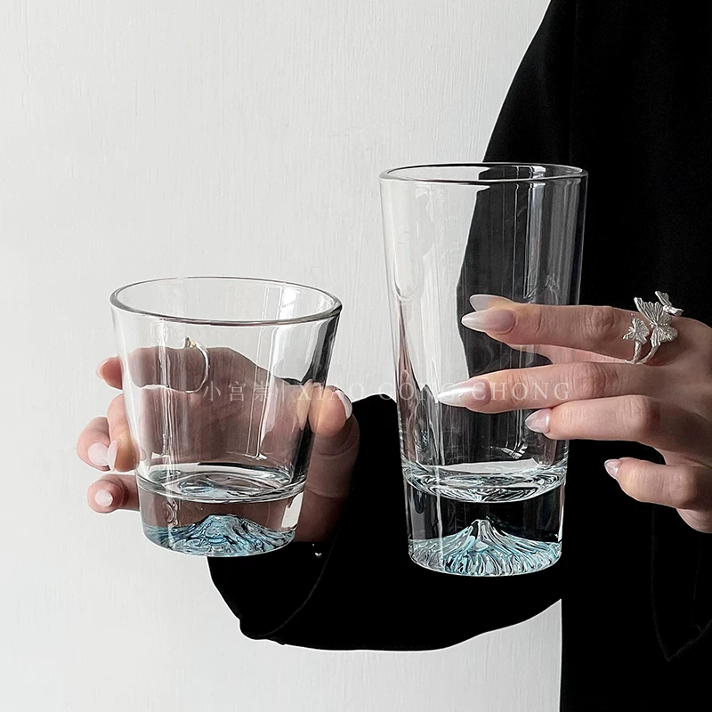 Ly thủy tinh màu xanh phong cách Ins, ly nước gia dụng cao cấp, ly cà phê độc đáo, ly rượu whisky, ly rượu mạnh.