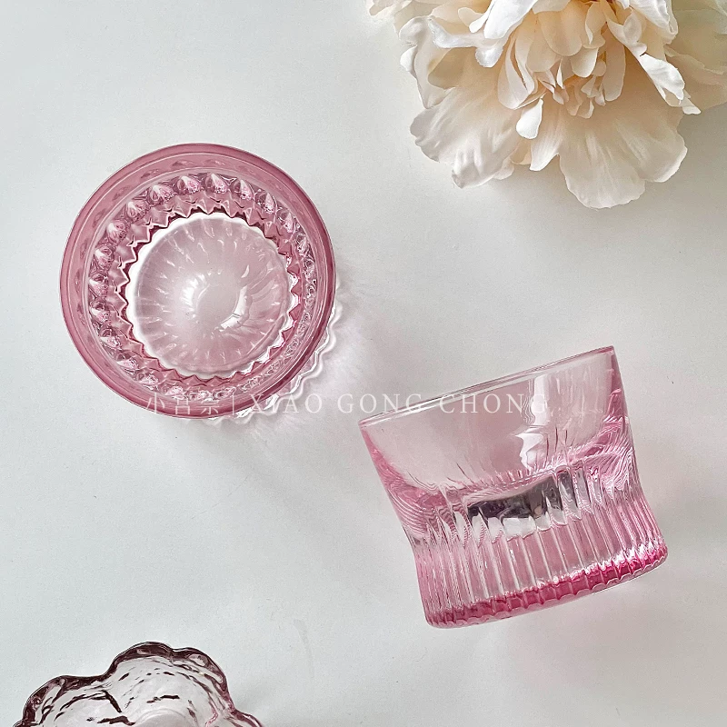 Ly rượu whisky màu hồng dành cho nữ, thiết kế mới lạ, ly rượu hình eo, ly rượu khắc họa tiết, cốc sáng tạo, ly thủy tinh