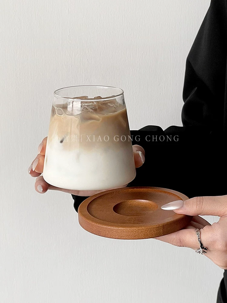 Cốc thủy tinh phong cách Nhật Bản núi Phú Sĩ, cốc cà phê latte đá kiểu ins, cốc uống nước lạnh gia dụng, cốc đựng đồ uống, cốc nước