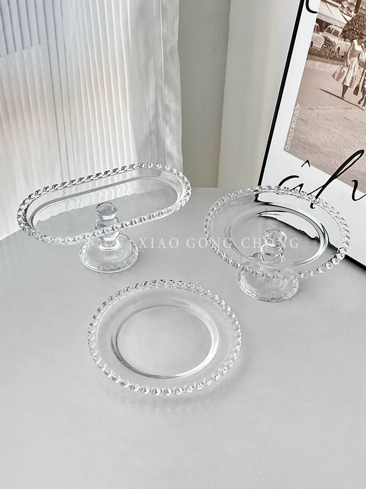 Bộ đĩa trái cây hình trái tim kiểu Hàn Quốc dùng trong gia đình, đĩa tráng miệng cao trong suốt, đĩa bánh ngọt, đĩa salad