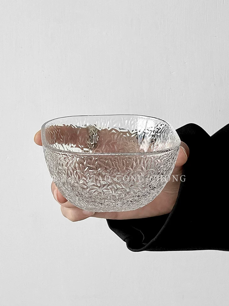 Ins trong suốt bát thủy tinh bát đựng trái cây nhà phòng khách cao cấp vuông bát đựng món tráng miệng bát salad bộ đồ ăn bát ăn sáng