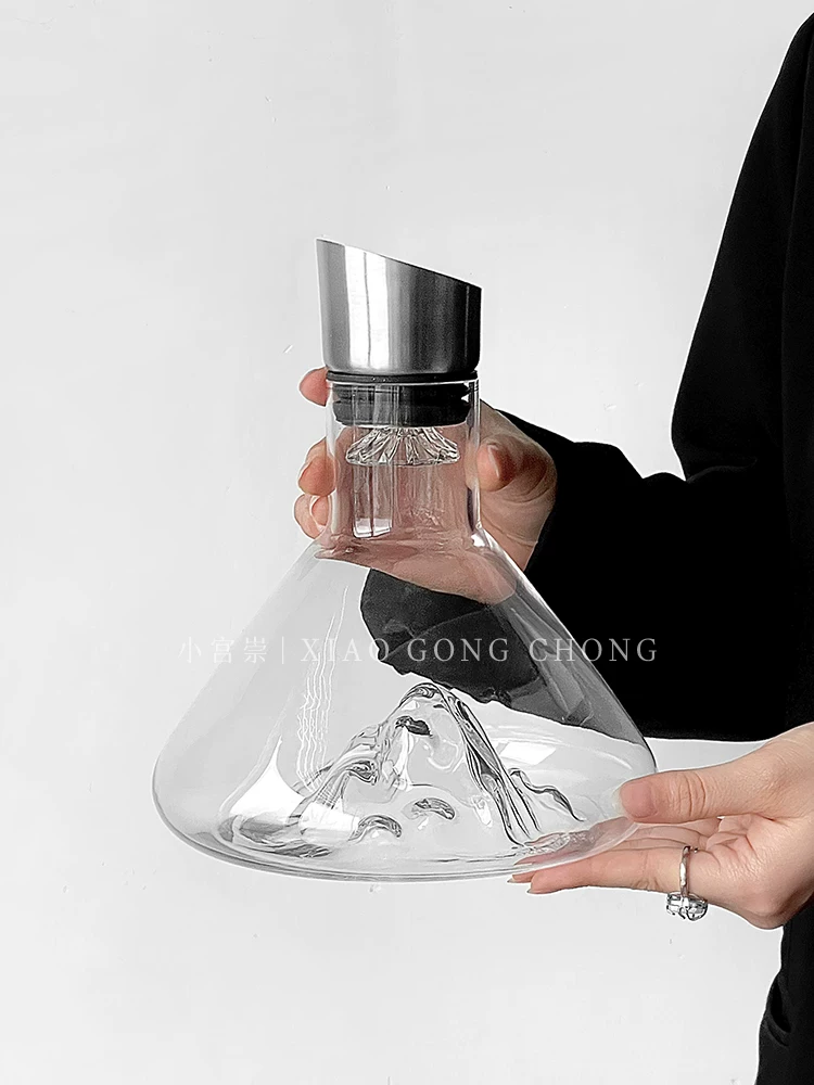 Bình rót rượu Iceberg, dụng cụ rót rượu kiểu thác nước bằng thủy tinh dùng tại nhà, bình rót rượu cao cấp