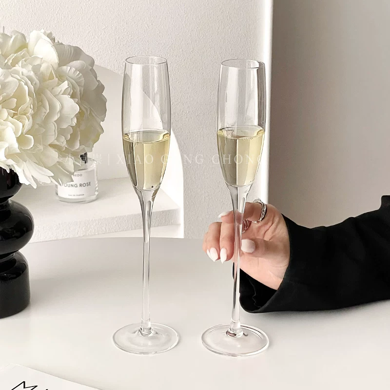 Bộ 2 ly rượu sâm banh Pháp, ly pha lê cao cấp, ly rượu vang, một cặp ly rượu sâm banh