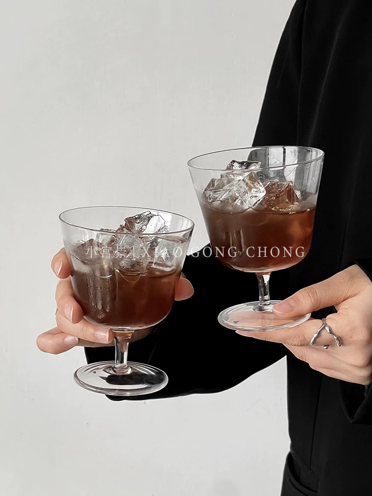 Ly thủy tinh miệng rộng kiểu Ins dùng cho cà phê đá Americano Latte, ly cao, ly tráng miệng cao cấp, ly kem.