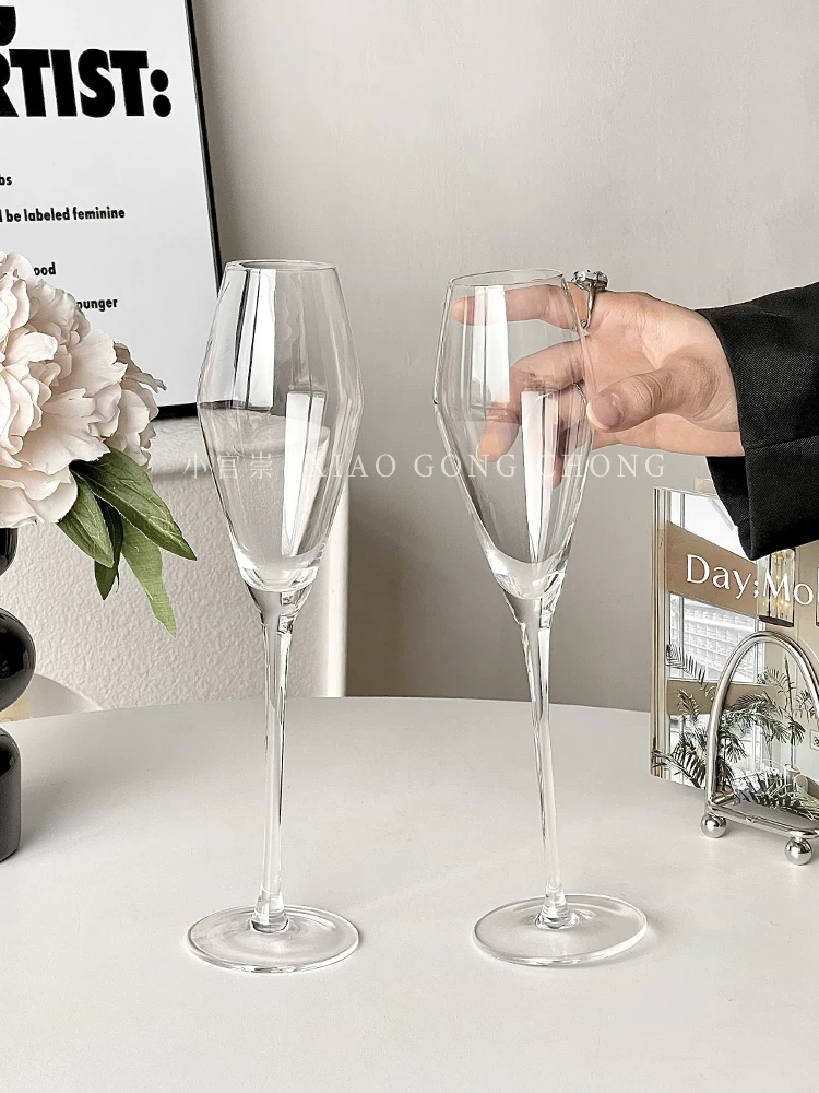 Bộ ly rượu sâm banh cao cấp dùng trong gia đình, ly rượu vang có ga, một cặp ly pha lê, ly cocktail sáng tạo
