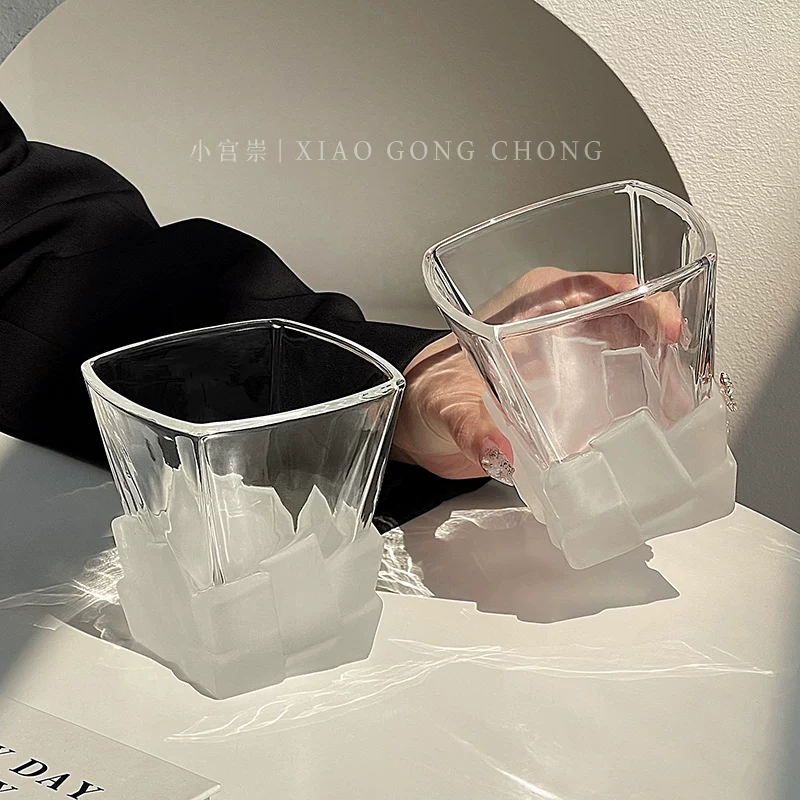 Ly đá viên độc đáo, ly rượu whisky, ly rượu mạnh, ly cà phê, ly thủy tinh gia dụng, ly nước sáng tạo