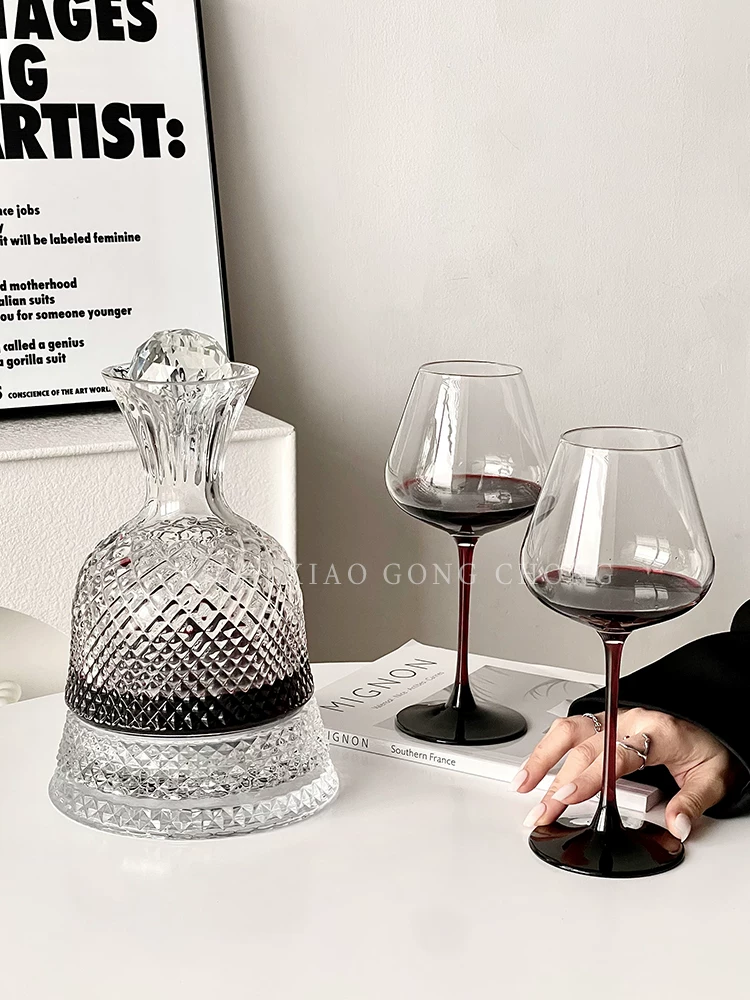Bình rót rượu xoay pha lê kiểu châu Âu, thiết bị rót rượu gia đình cao cấp sang trọng, ly rượu vang đỏ, bộ rượu trang trí cao cấp