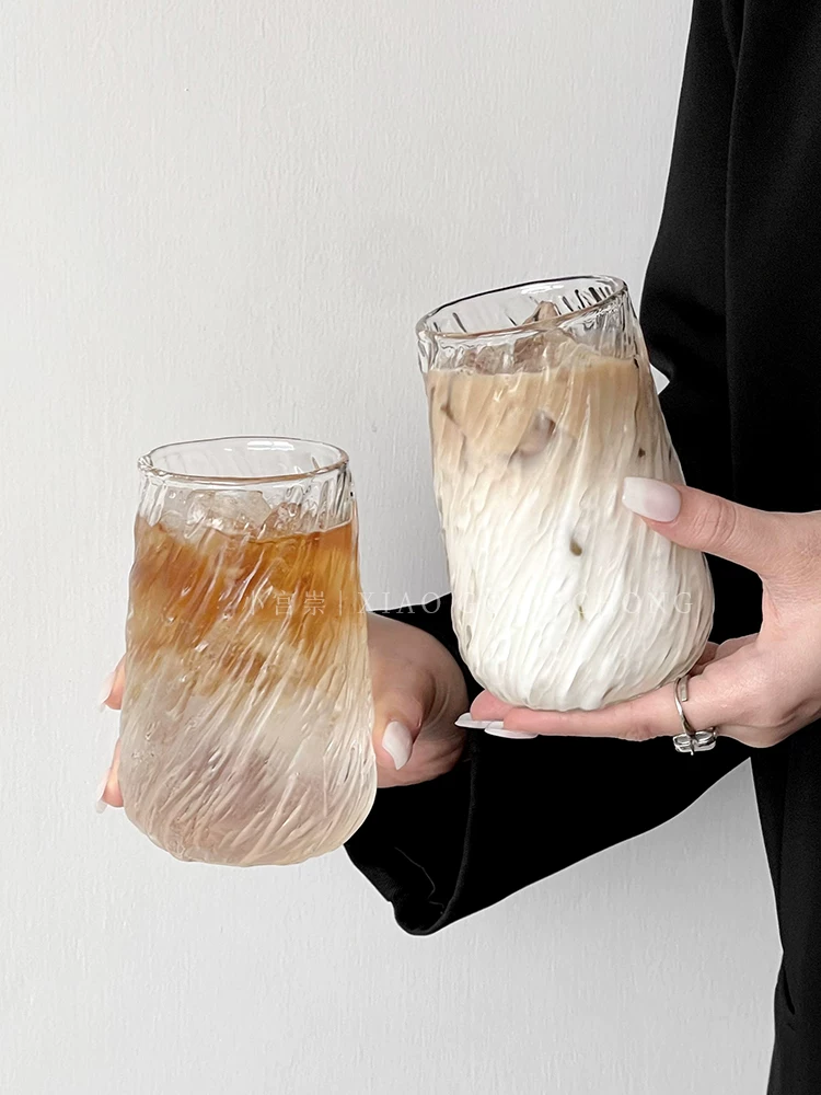 Ly cà phê đá Mỹ kiểu retro, dung tích lớn, ly thủy tinh chịu nhiệt cao cấp, ly cà phê có quai cầm, ly uống nước