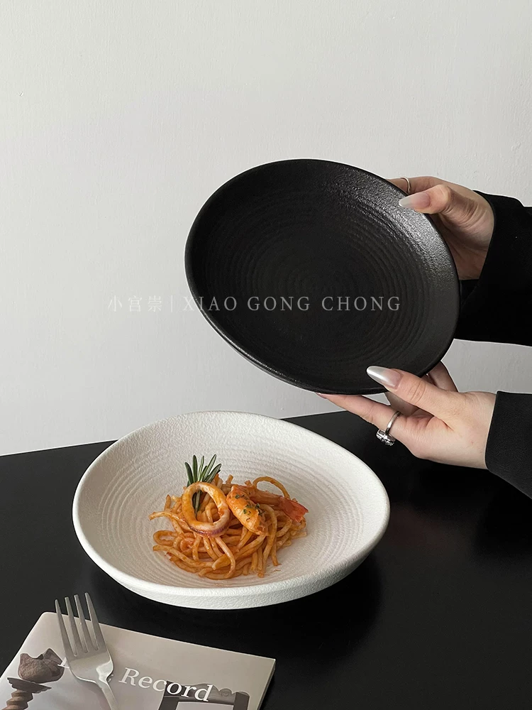 Đĩa gốm sứ màu trơn cao cấp dùng trong gia đình, đĩa mì Ý sang trọng nhẹ nhàng, đĩa bít tết, đĩa ăn món Âu cực đẹp, đĩa rau, đĩa salad.