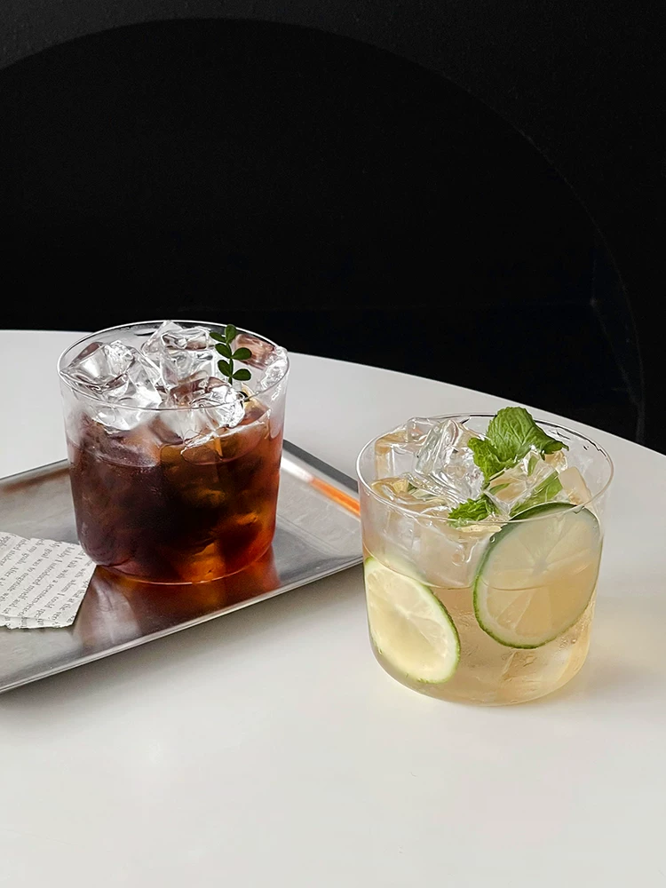 Ly thủy tinh miệng rộng thời thượng và phong cách, ly trà trái cây kiểu Trung Hoa, ly cà phê, ly cocktail nhẹ, ly trà lạnh.