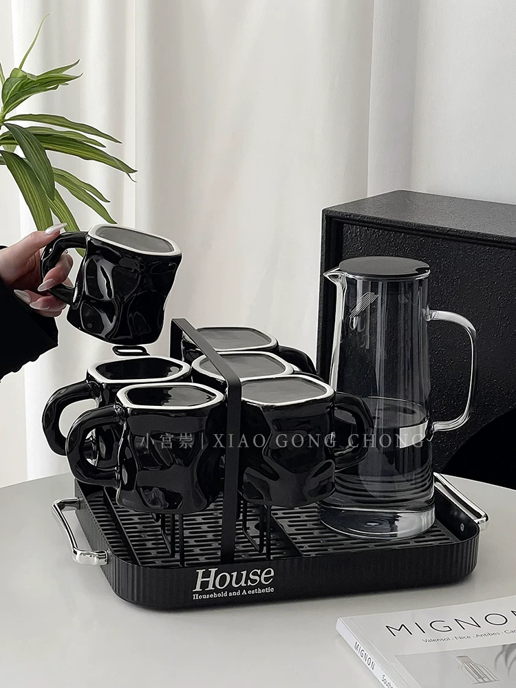 Bộ cốc quà tân gia dùng trong nhà, cốc sứ xoay, cốc nước cho phòng khách, bàn trà, bộ cốc cao cấp.