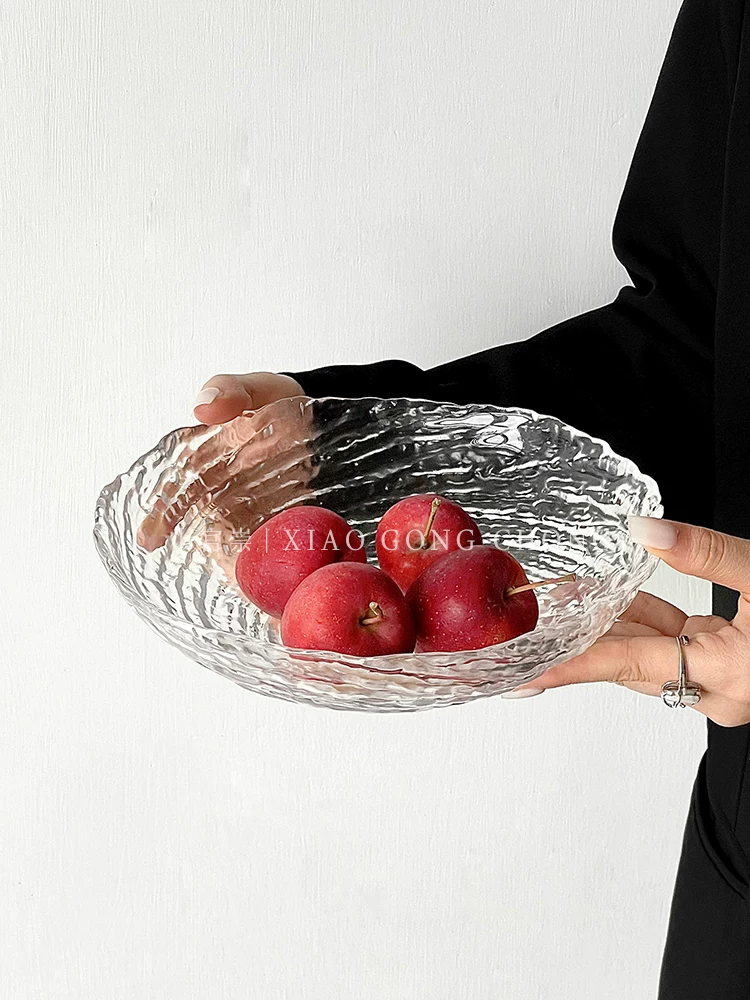 Bát trái cây thủy tinh cao cấp họa tiết đá không đều, dùng cho phòng khách, bàn cà phê, đựng đường, nước, tráng miệng, rau, salad