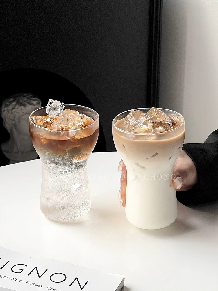 Ly cà phê latte kiểu Mỹ, ly thủy tinh chịu nhiệt độc đáo, ly nước có ga pha lạnh, ly ăn sáng, ly sữa.