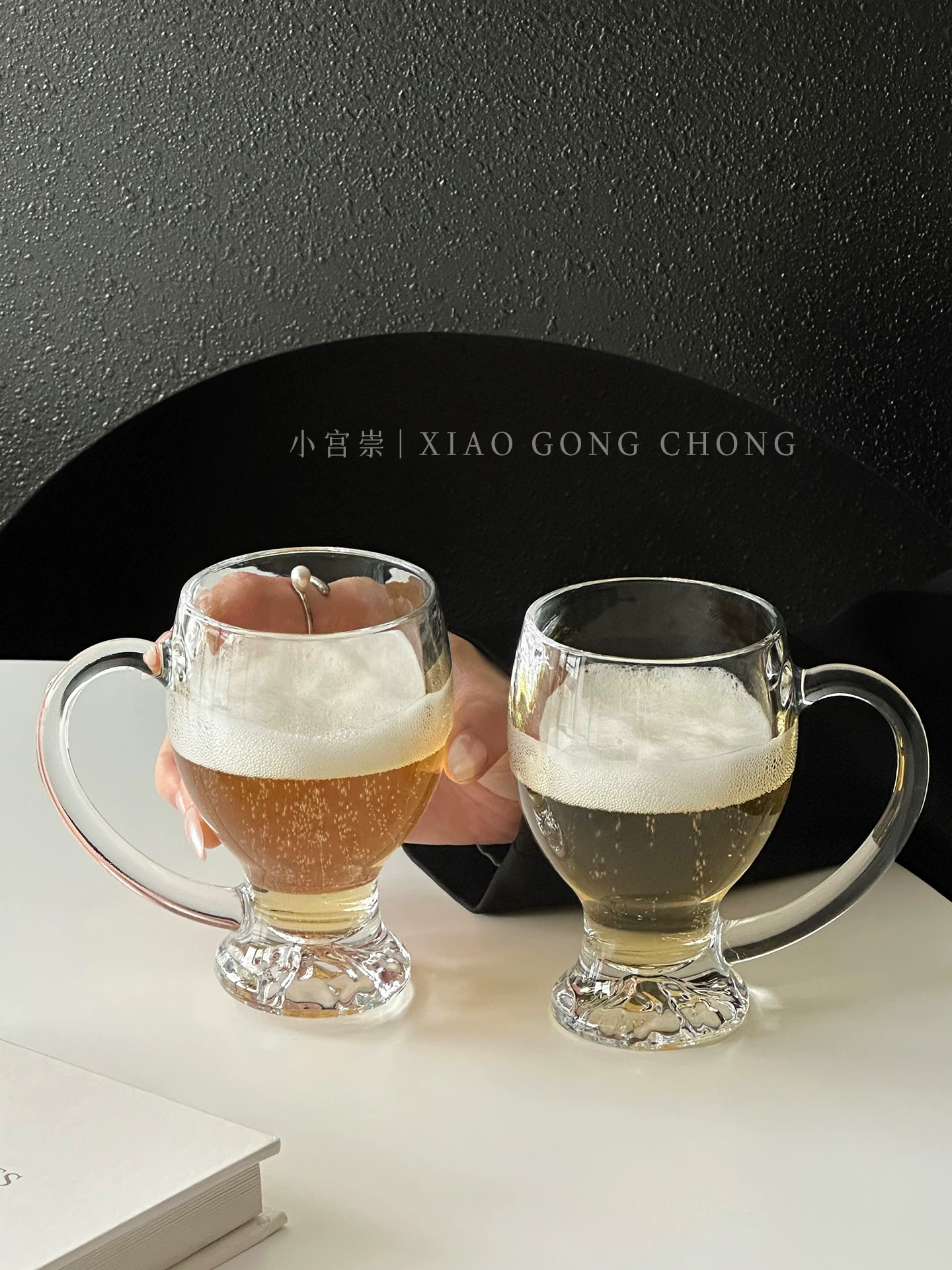 Ly bia đáy núi sáng tạo, ly dày dùng trong nhà có tay cầm, ly bia thủ công, ly bia lúa mạch, ly thủy tinh, ly nước ép và ly nước lạnh.