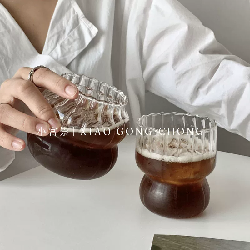 Ly cà phê đá kiểu dáng Niche Ins, ly sữa latte thủy tinh, thiết kế cổ điển, ly uống đồ uống