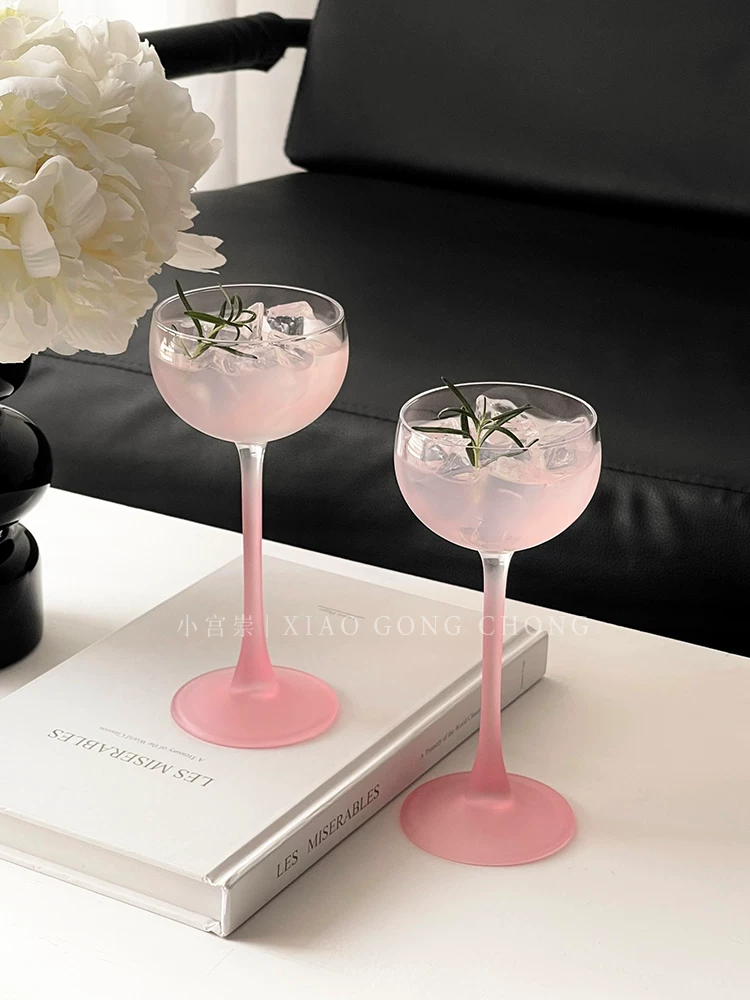 Ly tháp màu hồng kiểu Pháp, ly cocktail cao cấp, ly rượu vang dành cho nữ, ly đặc biệt, ly rượu sâm banh, ly rượu