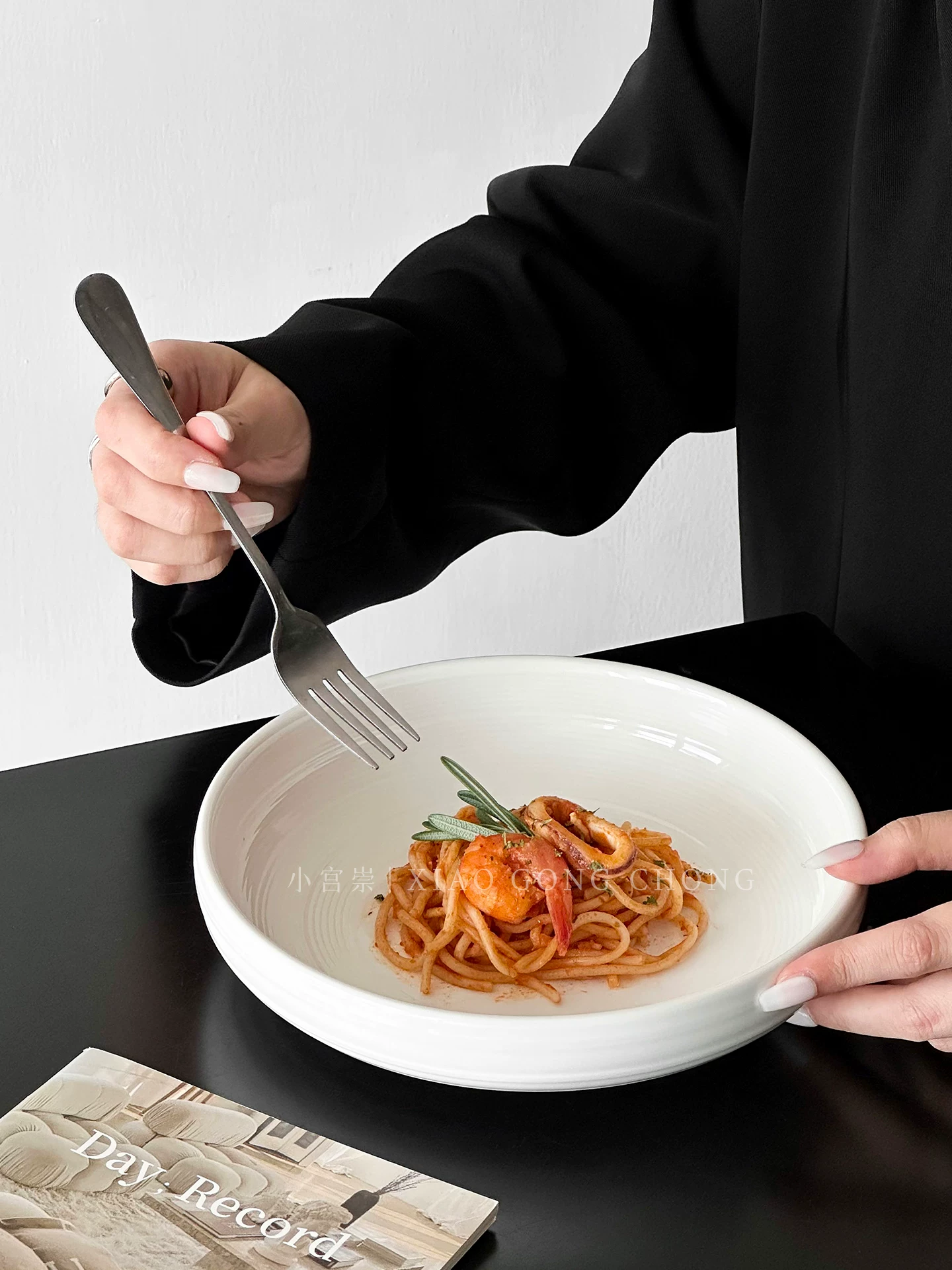 Đĩa sâu gốm sứ cao cấp kiểu Nhật dùng trong gia đình, đĩa mì màu trơn, đĩa bít tết, đĩa salad trái cây, đĩa súp đơn giản, đĩa ăn.