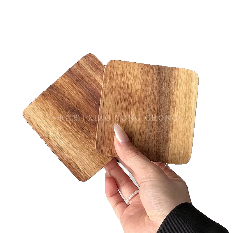 Tấm lót ly gỗ keo kiểu cổ điển hình vuông, giữ ly rượu, giữ ấm tách trà, đế lót ly chống nóng, sáng tạo, dùng được cho cốc nước, cốc cà phê