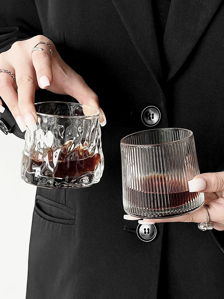 Ly thủy tinh kiểu retro dùng cho cà phê đá American latte, ly uống cà phê lạnh, ly uống nước, ly espresso affogato