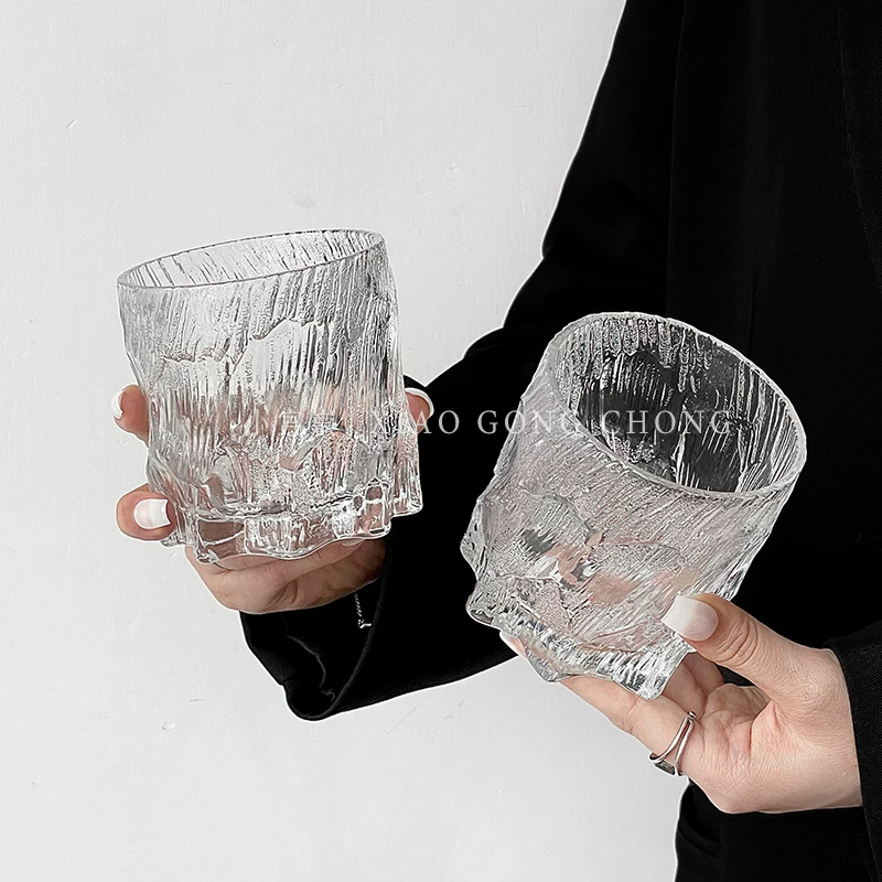 Cốc đá cao cấp, cốc rượu whisky sang trọng sáng tạo, cốc rượu nước ngoài, cốc đá có họa tiết đá, cốc nước thủy tinh gia dụng kiểu cổ điển