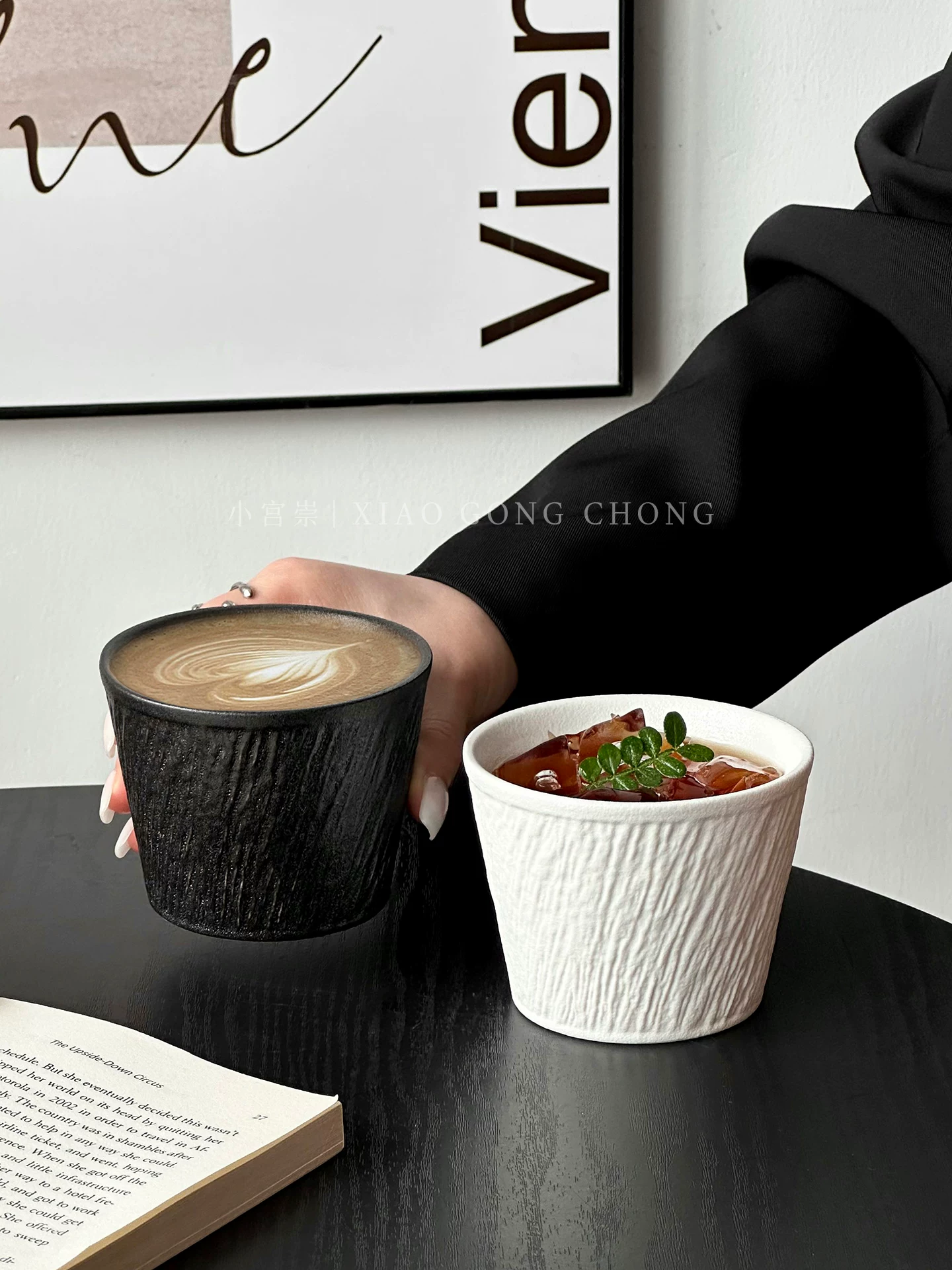 cốc cà phê có họa tiết đá cổ điển, cốc cầm tay bằng gốm, cốc gia dụng đơn giản, cốc nghệ thuật latte trà chiều, cốc ăn sáng latte