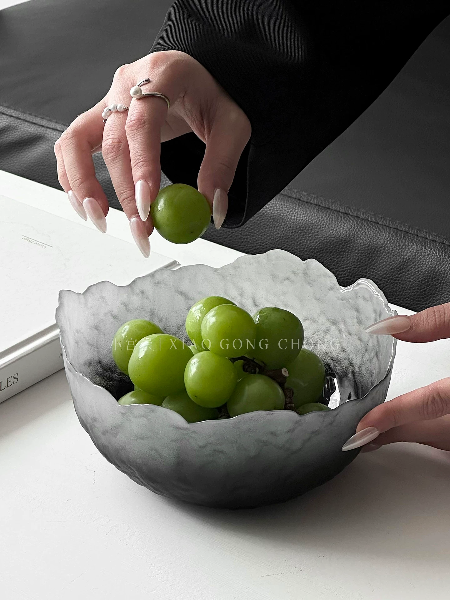 Bát trái cây thủy tinh cao cấp họa tiết sông băng, bát salad cao cấp, đĩa trái cây, đĩa đựng hoa quả khô dùng trong gia đình