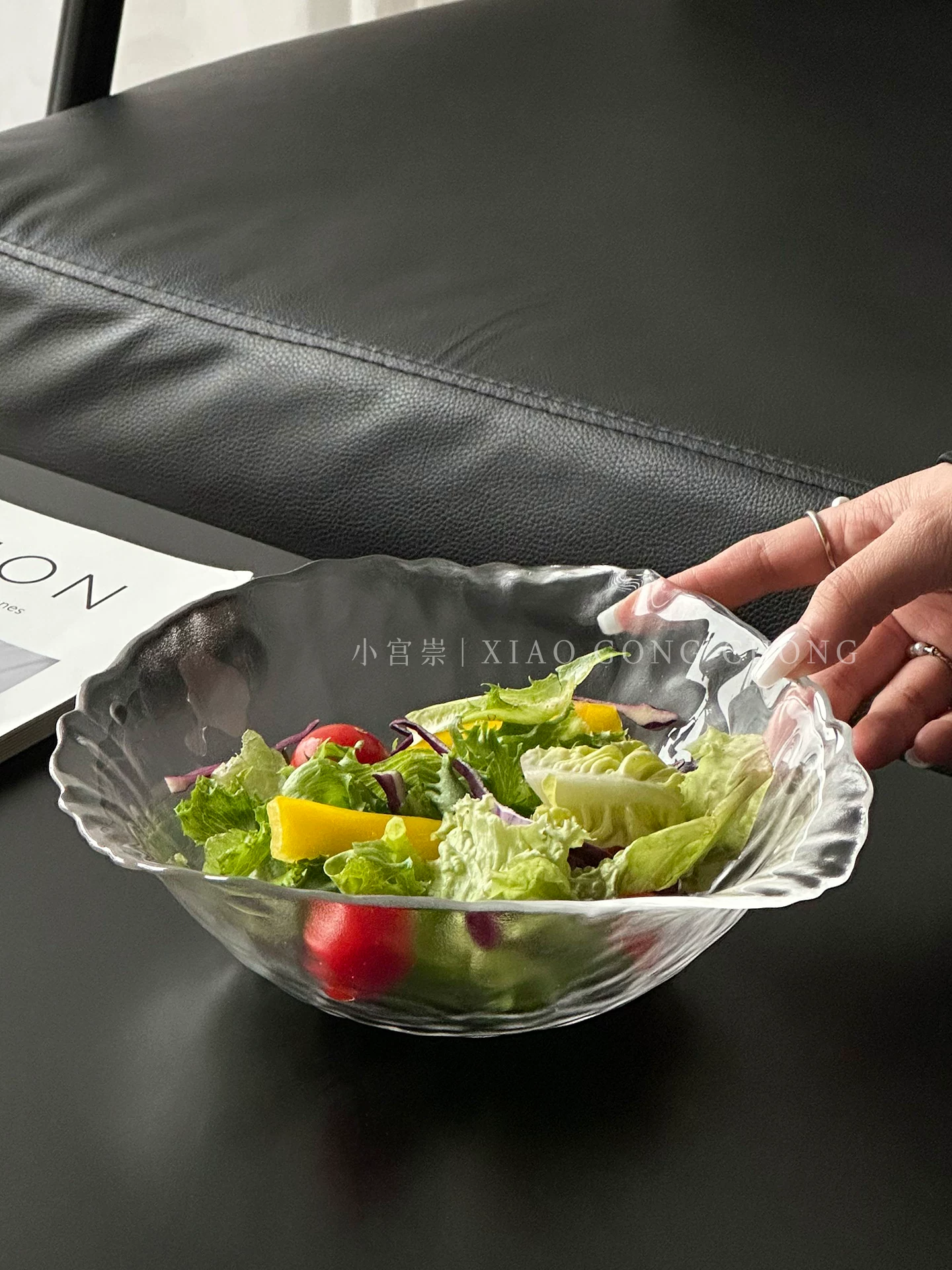 Đĩa trái cây thủy tinh cao cấp dùng trong nhà, bàn trà, bát salad rau quả nhẹ nhàng sang trọng, đĩa đựng hoa quả khô cao cấp, đĩa đựng kẹo, đồ ăn nhẹ.
