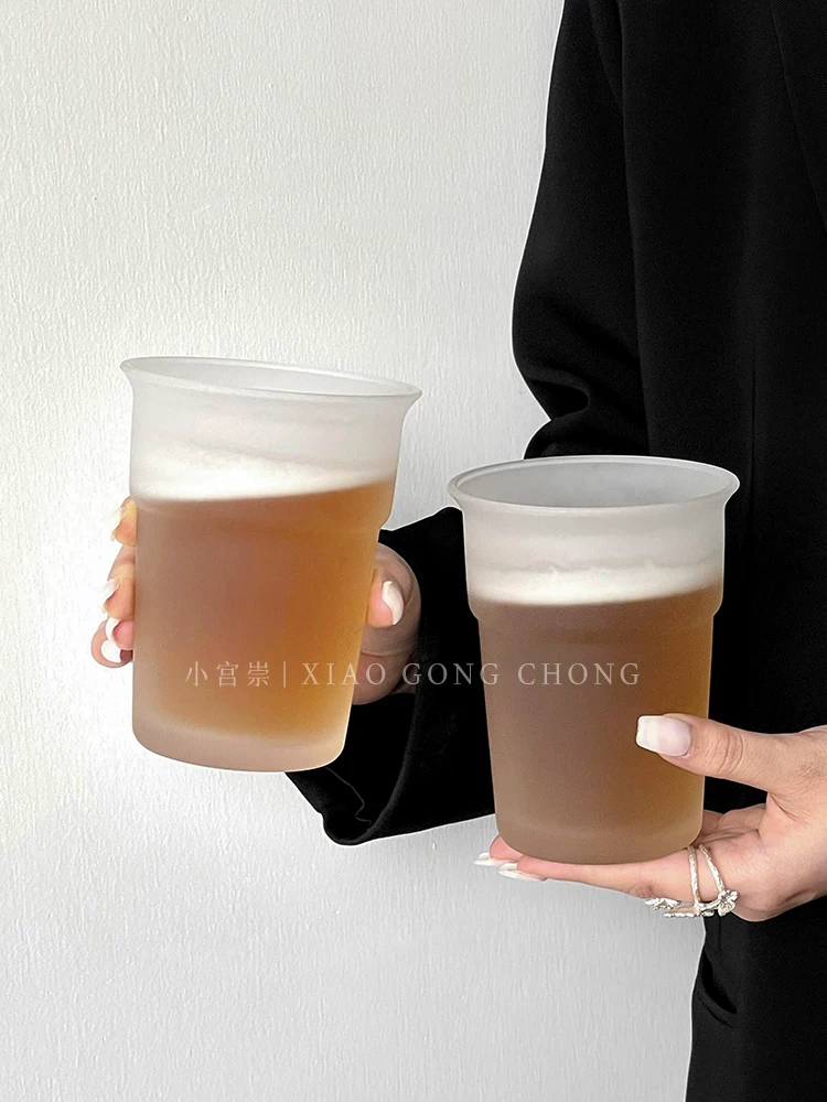 Ly thủy tinh có kết cấu mờ sáng tạo, ly cà phê Americano đá cao cấp, ly uống nước, ly bia, ly nước ép