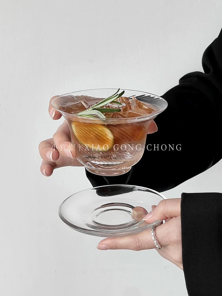 Bộ ly trà Kung Fu phong cách Trung Hoa, ly cocktail kiểu Trung Hoa, tách trà Trung Hoa, ly thủy tinh, tách cà phê cổ điển và đĩa lót, ly khúc côn cầu cổ điển