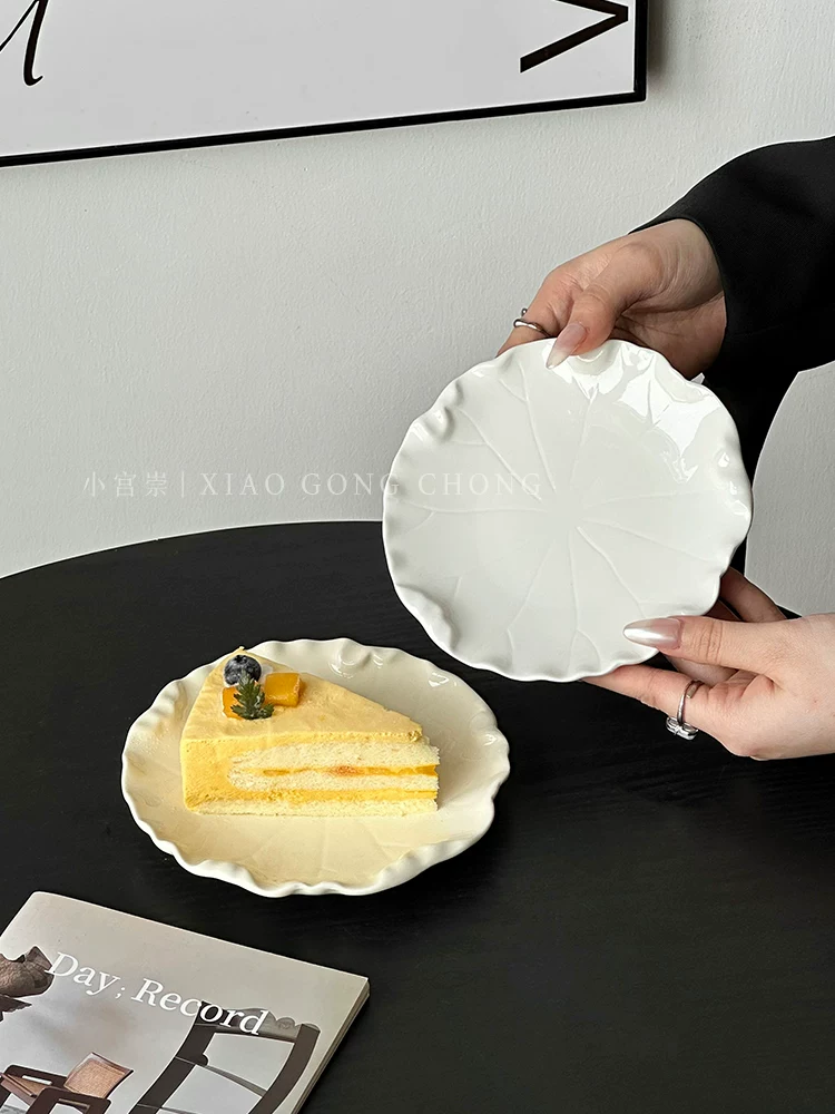 Đồ dùng bằng gốm sứ của Pháp đĩa tráng miệng trà chiều bánh kem đĩa tinh tế cao cấp đĩa ăn nhẹ đĩa trái cây