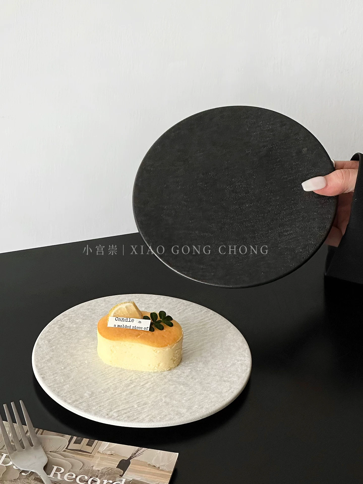 Đĩa bánh gốm sứ họa tiết đá mờ, đĩa tráng miệng sáng tạo, đĩa trưng bày bánh ngọt cao cấp, đĩa ăn món Âu, đĩa salad mì ống