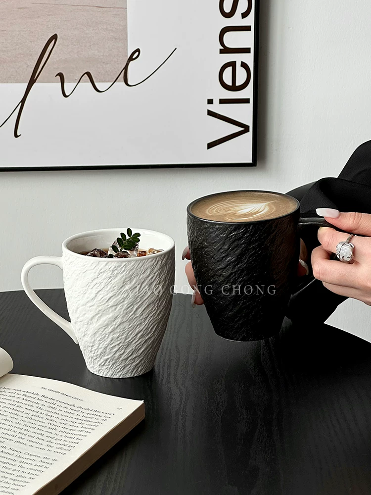 Ly sứ họa tiết đá phong cách Ins, cốc gốm sáng tạo, cốc uống nước gia dụng, cốc cà phê latte cao cấp, cốc ăn sáng