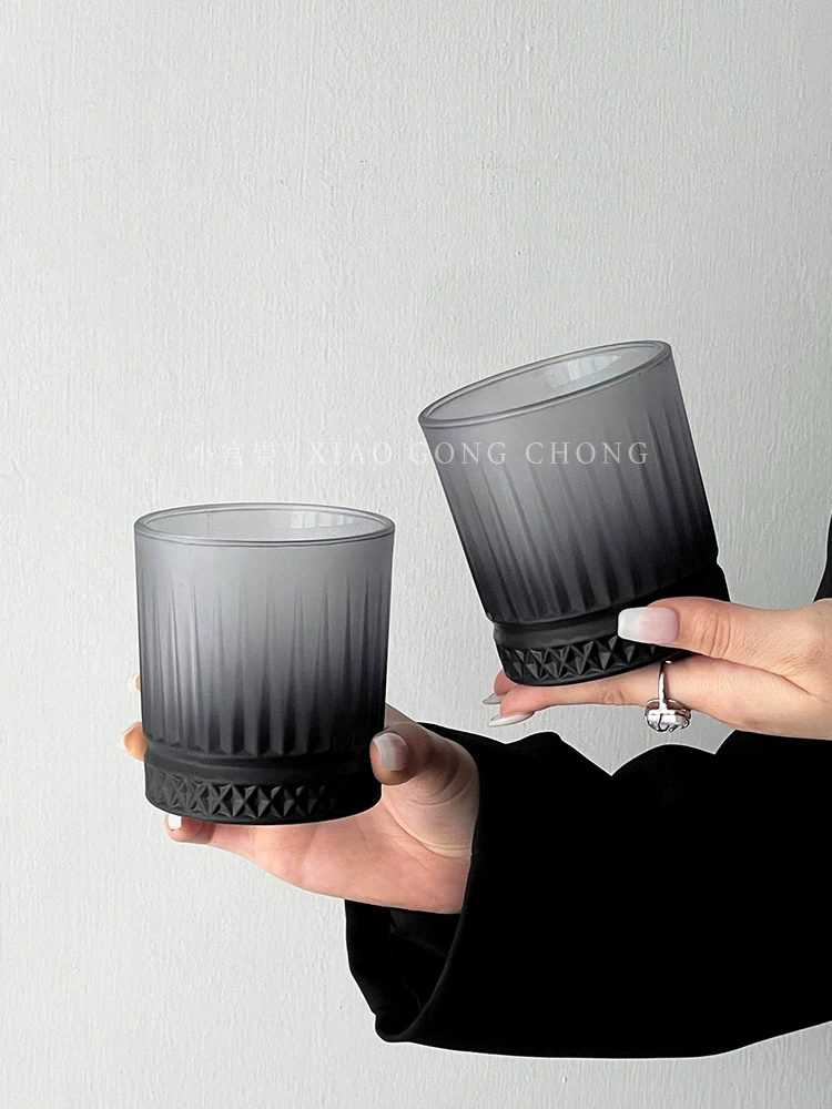 Bộ ly uống nước thủy tinh đen mờ kiểu cổ điển, sang trọng, cao cấp, dùng cho phòng khách, tiếp khách, thích hợp cho bia, trà.