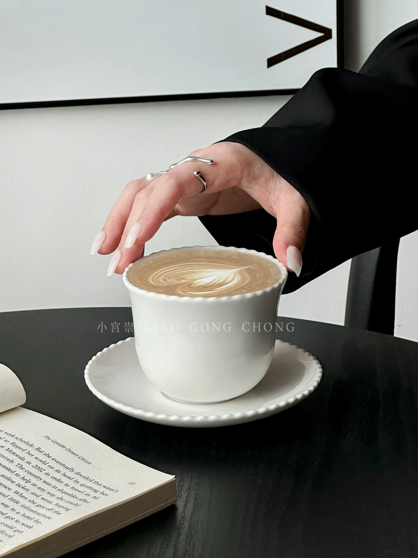 Tách và đĩa sứ hình chuông kiểu Nhật, tách cà phê, tách cầm tay, tách nghệ thuật latte cao cấp, tách trà chiều, tách ăn sáng