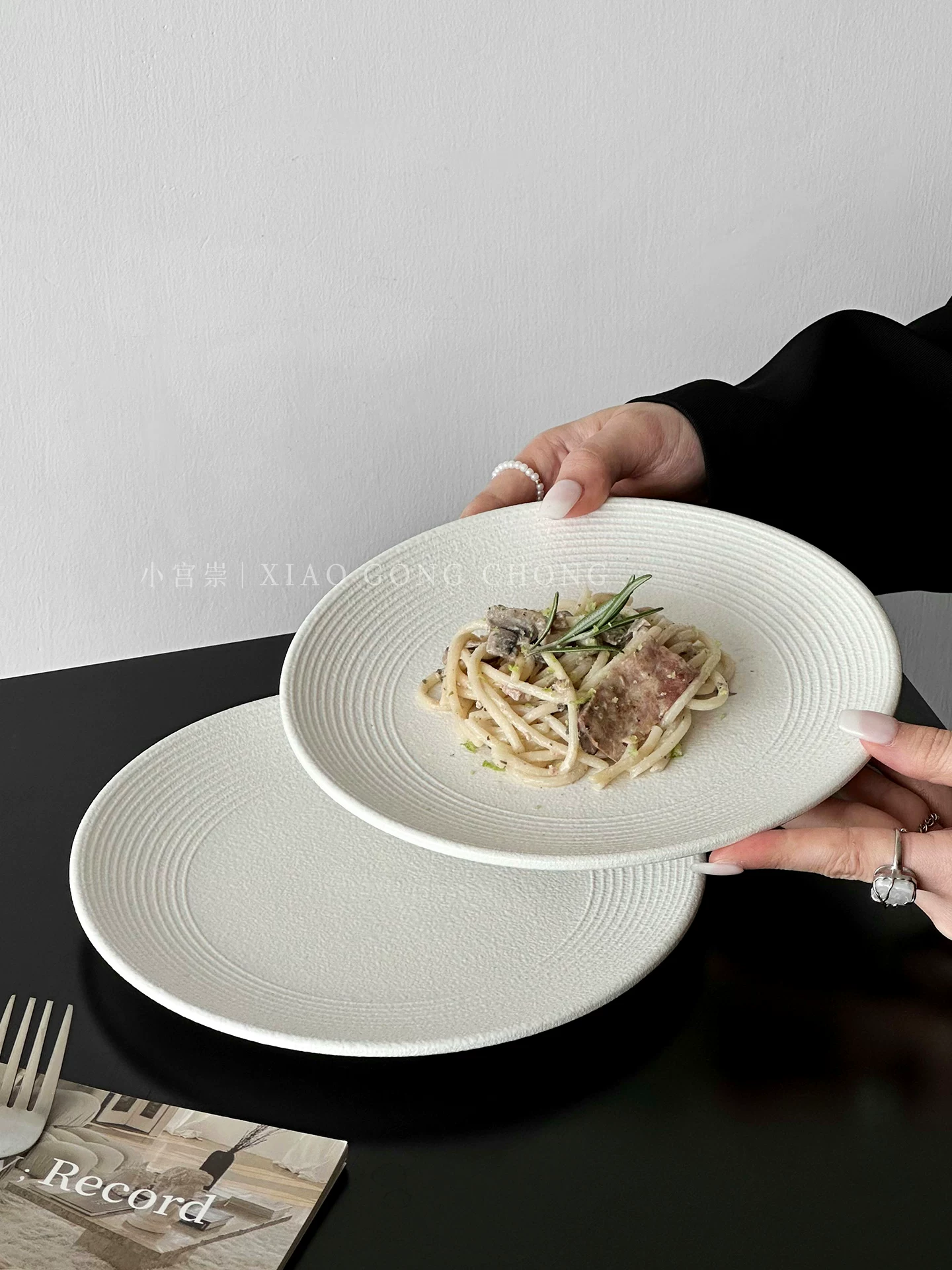 Đĩa mì sứ trắng mờ, đĩa ăn sáng tạo cao cấp kiểu Tây, đĩa steak, đĩa gia dụng, đĩa salad trái cây