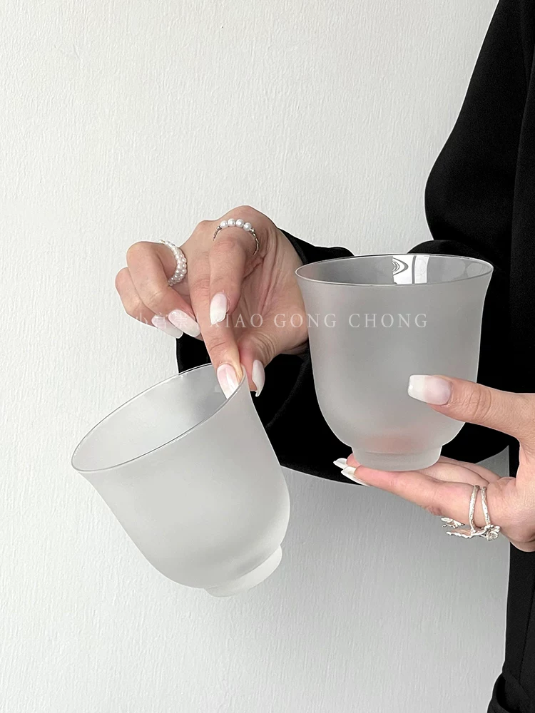 Tách trà thủy tinh mờ kiểu Trung Quốc mới, cốc cà phê latte đá kiểu ins, cốc cocktail dòng trà kungfu kiểu Trung Quốc.