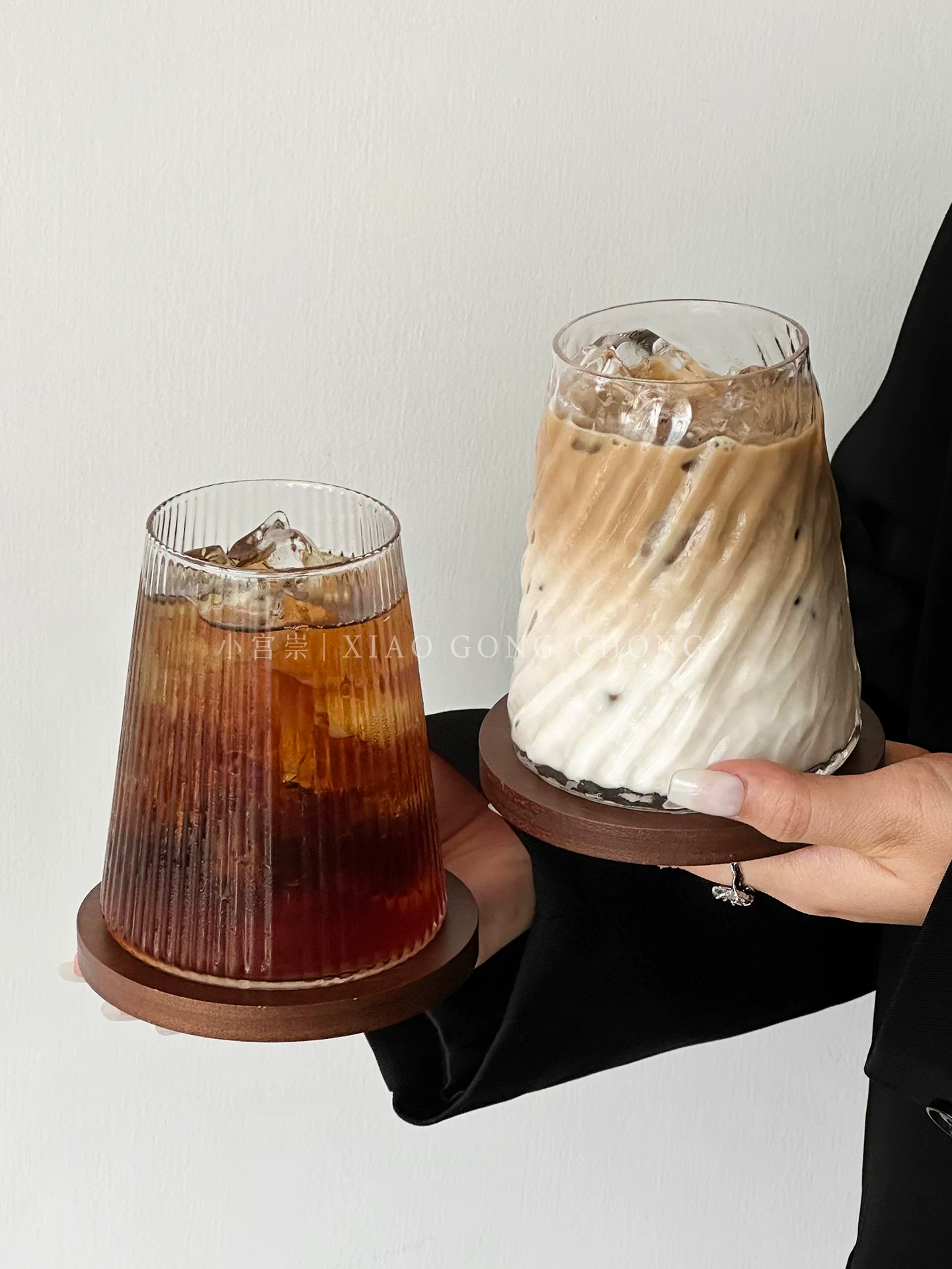 Ly núi Phú Sĩ cao cấp, ly thủy tinh đơn giản dùng cho Americano đá, latte, cà phê, đồ uống lạnh, trà trái cây, ly đựng đồ uống.