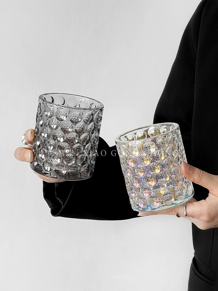 Ly thủy tinh kiểu cổ điển, họa tiết chấm bi, kiểu dáng độc đáo, họa tiết vảy cá, ly cà phê, ly rượu whisky, ly nước ép