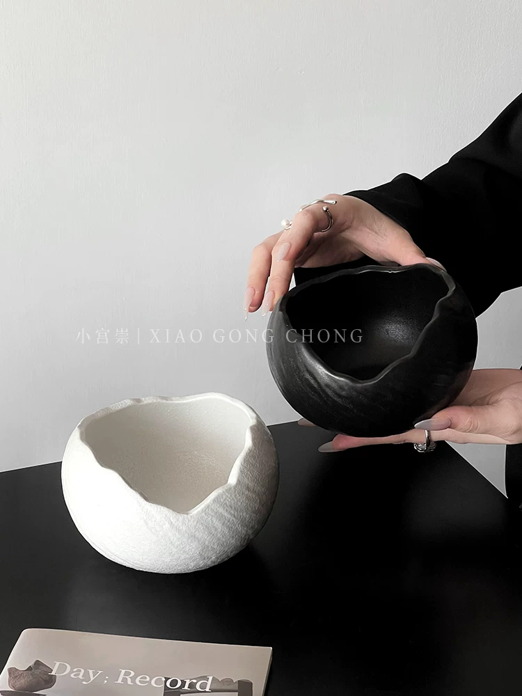 Bát trứng gốm sứ bất đối xứng sáng tạo, bát tráng miệng kiểu Tây cao cấp, bát sữa chua, bát salad và mì Ý tinh tế dùng trong gia đình