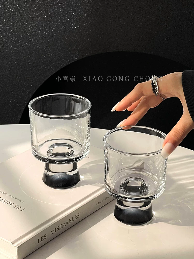 Ly thủy tinh phong cách Ins, ly thủy tinh cao cấp, ly uống nước lạnh cao, ly cà phê, ly hình nón, ly rượu, ly uống nước