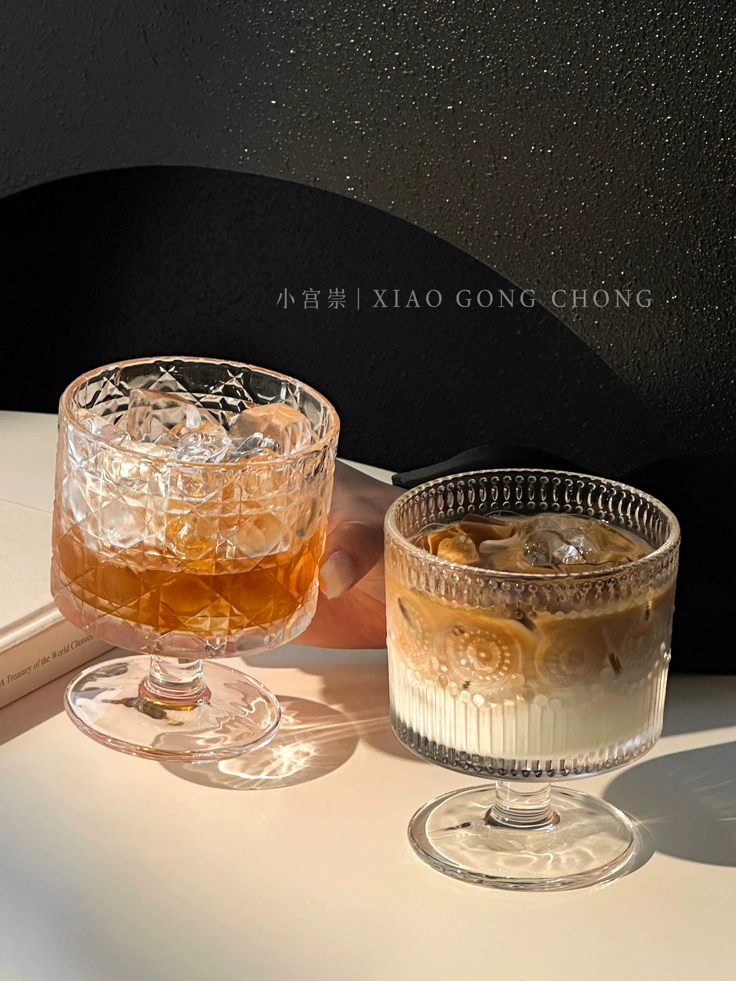 Ly thủy tinh hoa hướng dương nổi gân, ly rượu phong cách ins cao cấp, ly cocktail cao cấp, ly nước ép