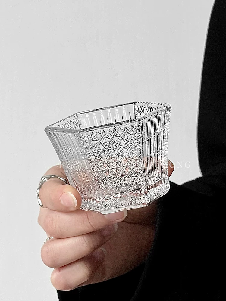 Cốc chạm khắc cổ điển, cốc rượu nhỏ wabi-sabi, cốc trà Nhật Bản, cốc rượu sake hình lục giác, cốc rượu trái cây, cốc thủy tinh