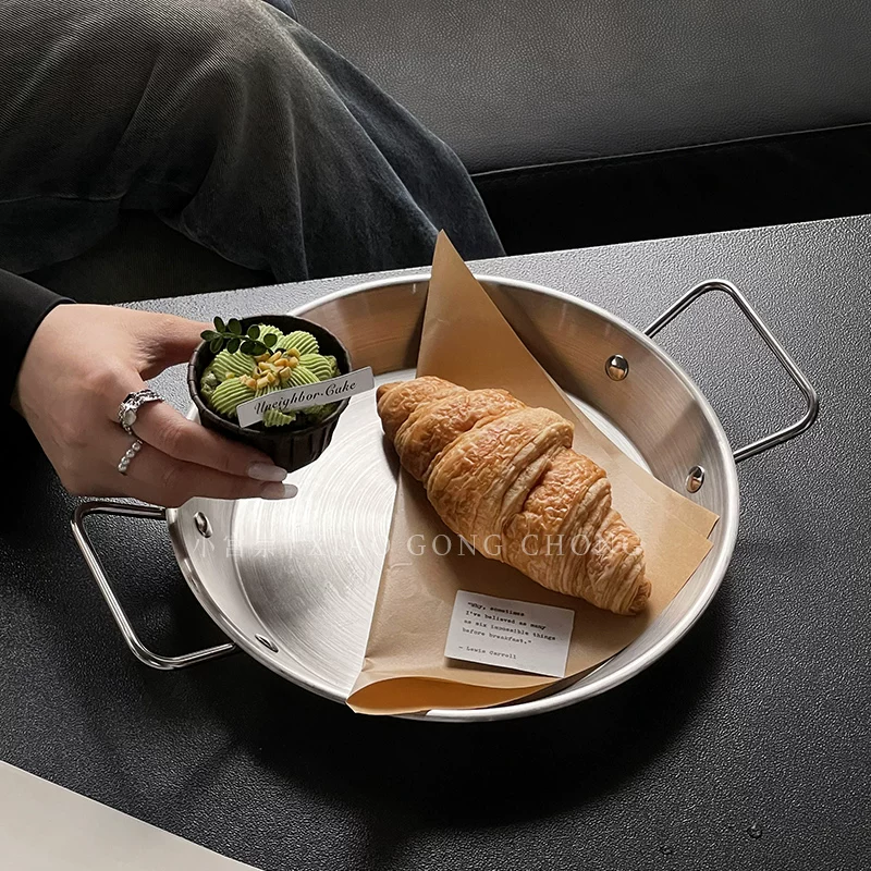 Nồi hải sản inox hai quai, đĩa dã ngoại gia dụng, nồi inox, đĩa gà rán, đĩa thức ăn phương Tây, khay đựng đồ ăn nhẹ