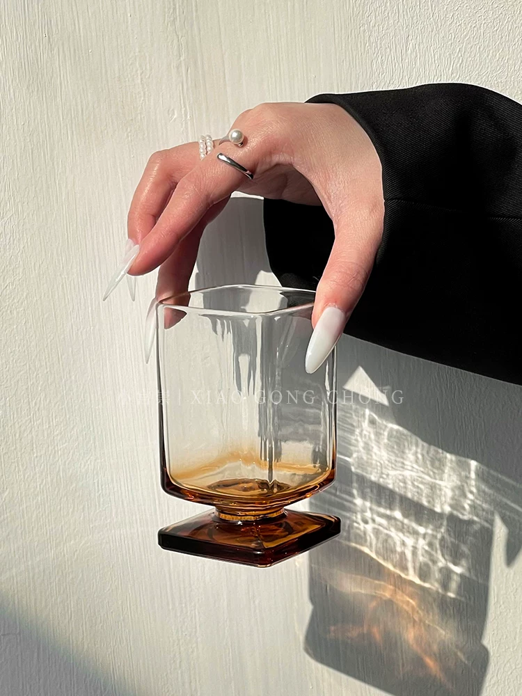 Ly thủy tinh ngắn kiểu Melard thời trung cổ, ly thủy tinh kiểu ins, ly nước ép, ly cà phê đá Americano, ly cocktail.