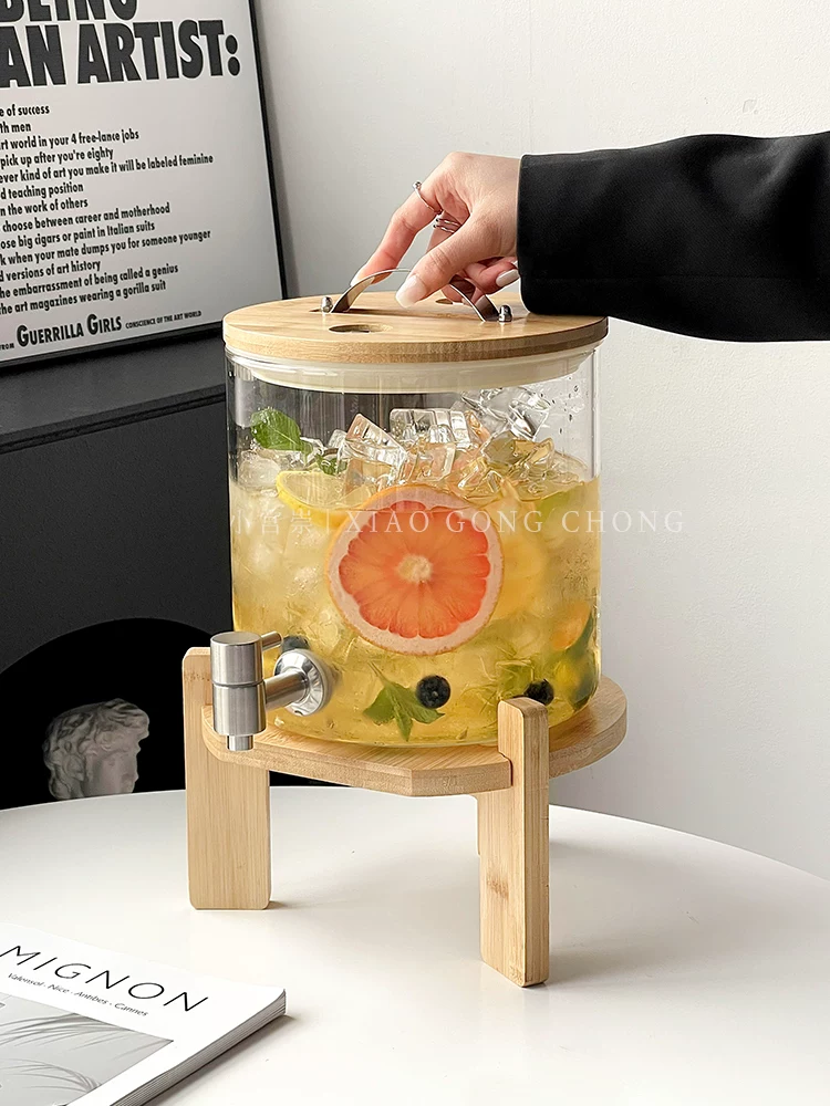 Thùng đựng nước ép tự phục vụ, thùng đựng đồ uống cola bia, bình nước lạnh bằng thủy tinh chịu nhiệt cao, thùng đựng rượu dung tích lớn, thùng đựng trà trái cây