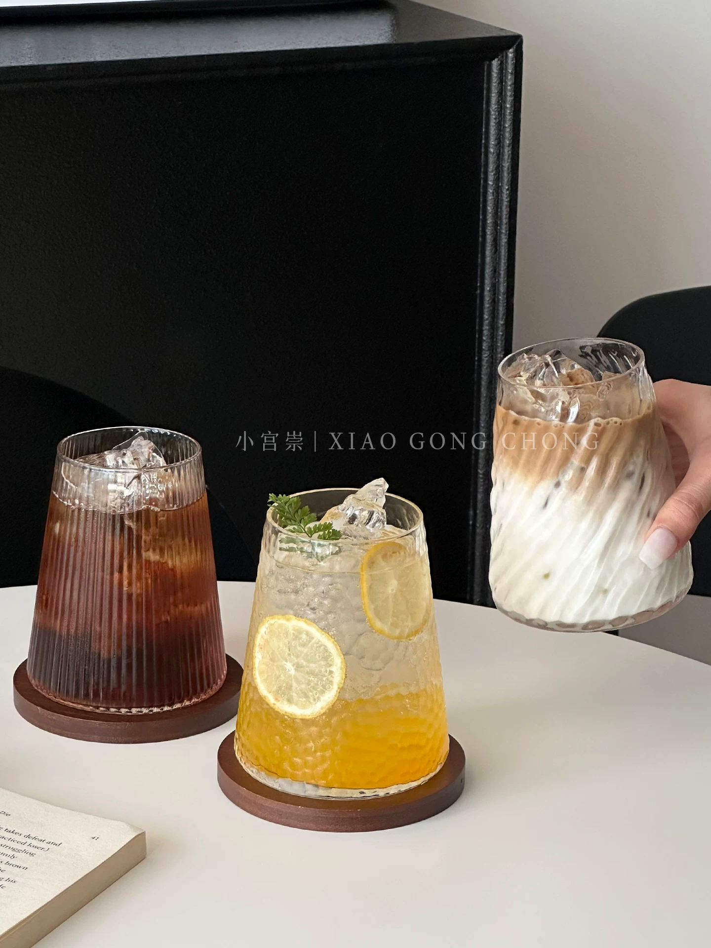 Ly núi Phú Sĩ cao cấp, ly thủy tinh đơn giản dùng cho Americano đá, latte, cà phê, đồ uống lạnh, trà trái cây, ly đựng đồ uống.