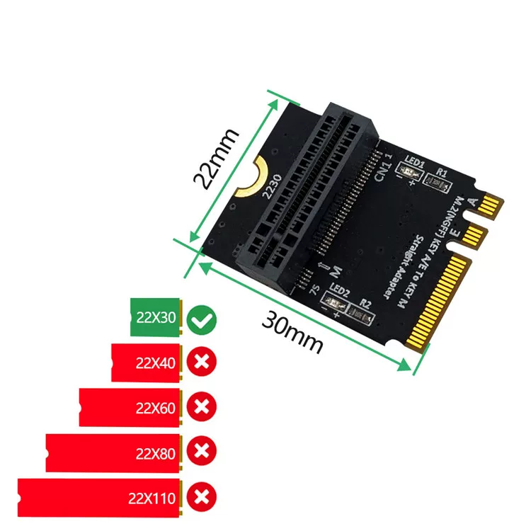 Thẻ chuyển đổi M.2 KEY M SSD sang Key A/E, bảng chuyển đổi ổ cứng thể rắn NGFF sang NVMe dạng đứng